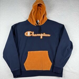 Vintage 90s Champion Reverse Weave Hoodie Navy/Gold Size 2XL Corduroy Hood